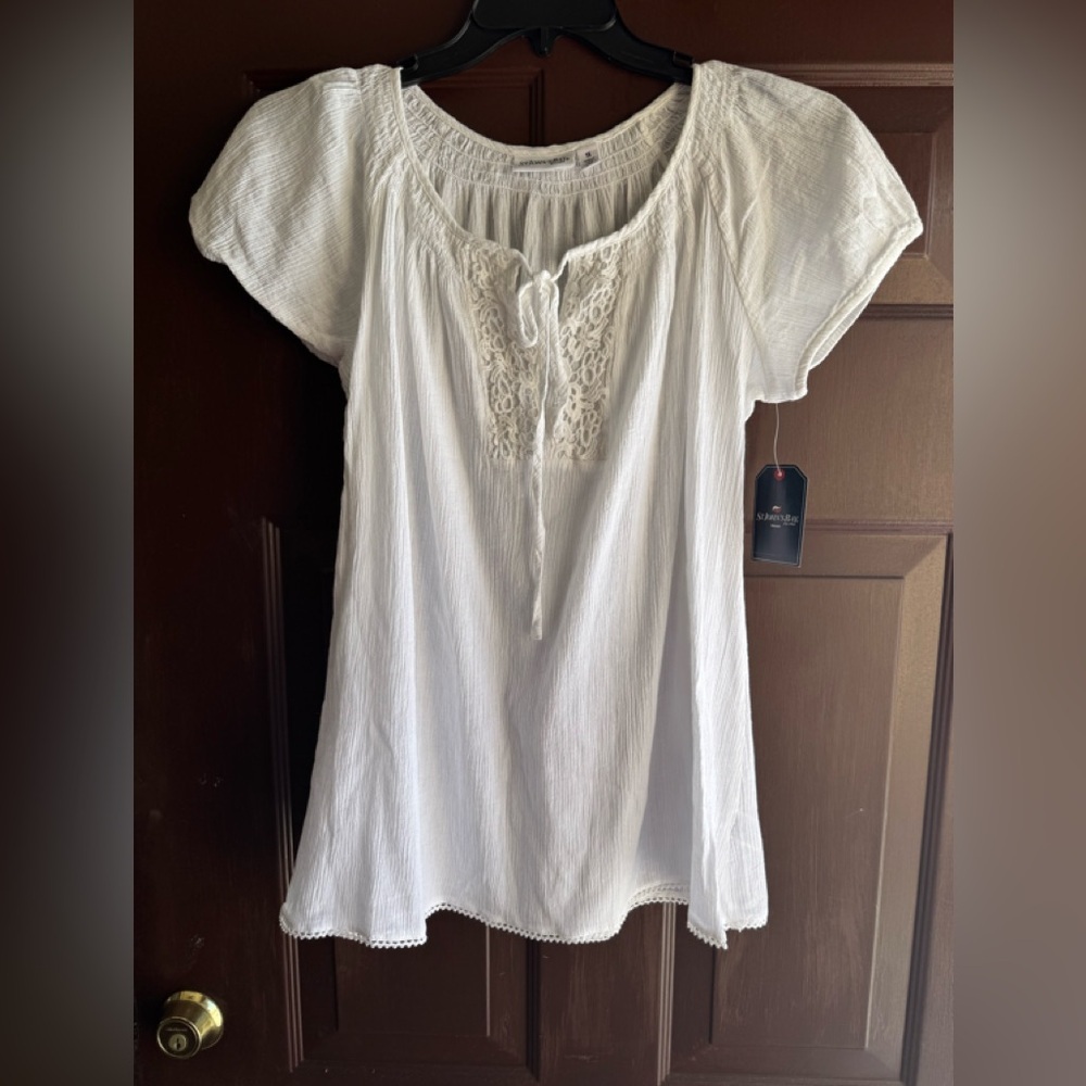 St. John’s Bay White Gauze Blouse Size 1X NWT